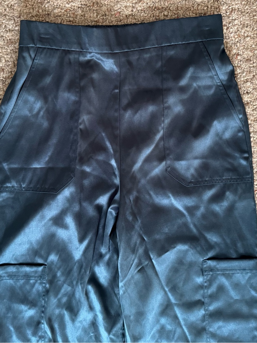 ASOS Turquoise/green Satin Jogger Cargo Pants - Picture 5 of 5